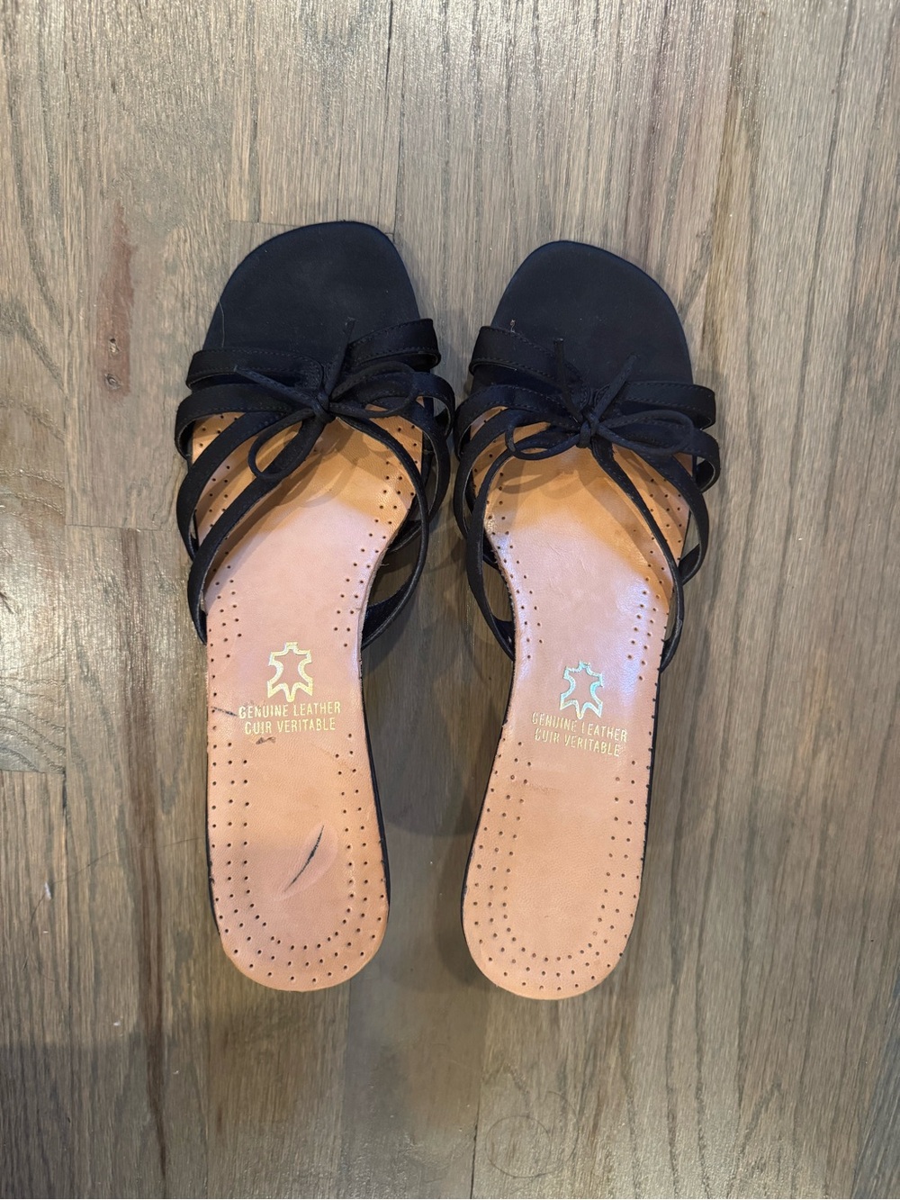 Dress Barn Black Strappy Knotted Slide Sandals